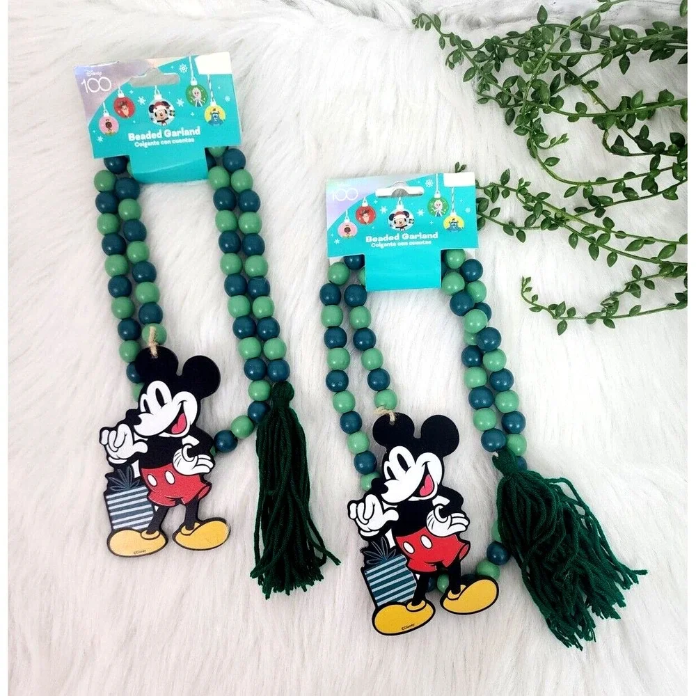 Mickey‎ Mouse Wood Beaded Christmas Garland Decor With Tassel 44.5